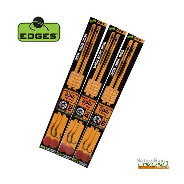 Bas de Ligne Fox Edges Wide Gape Camotex Semi Stiff (par 2) n�4 25lbs