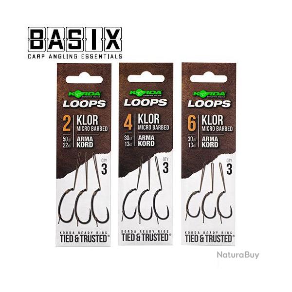 Bas de Ligne Korda Loop Rig Klor (par 3)  n�6 30lbs