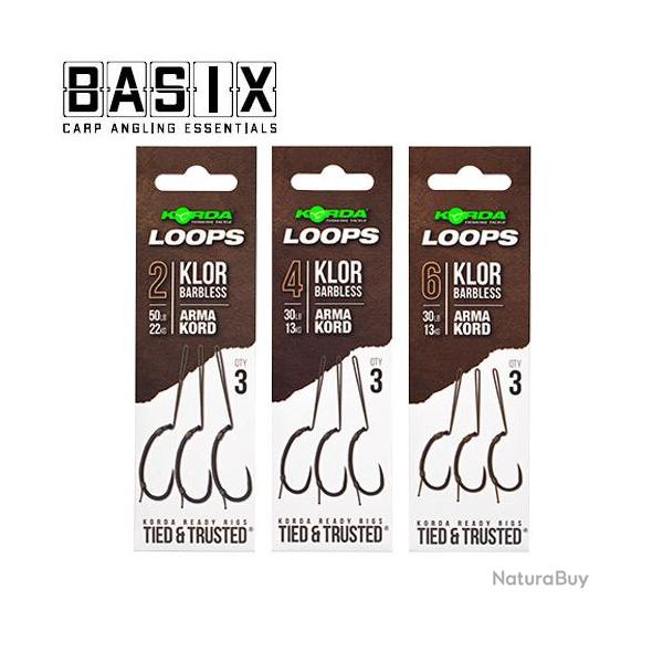 Bas de Ligne Korda Loop Rig Klor sans Ardillon (par 3)  n�2 50lbs