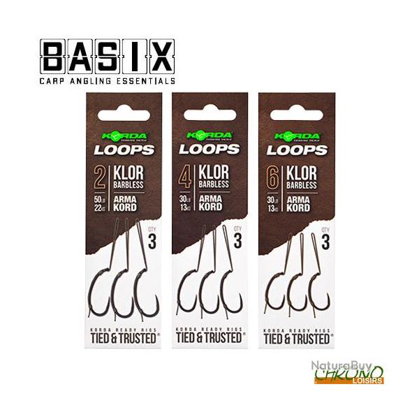 Bas de Ligne Korda Loop Rig Klor sans Ardillon (par 3)  n�4 30lbs