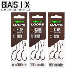 Bas de Ligne Korda Loop Rig Klor sans Ardillon (par 3)  n&deg;6 30lbs