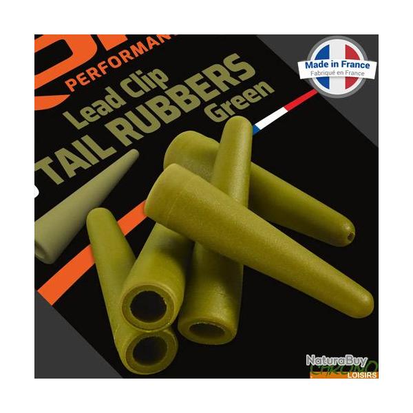 T�tine ROK Lead Clip Tail Rubber Green (par 10)