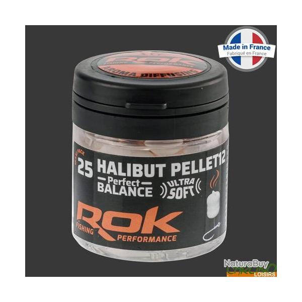 Pellet ROK Ultra Soft �quilibr� Blanc DIP Halibut 12mm (par 25)