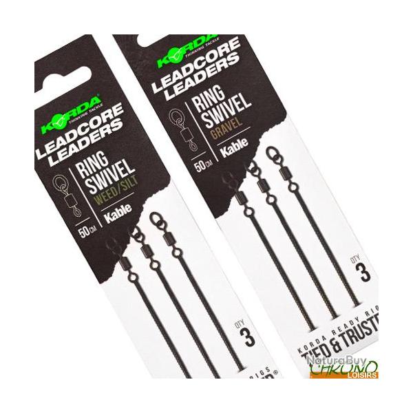 Montage Korda Leadcore Leader Ring Swivel 50cm (par 3) Weed Silt