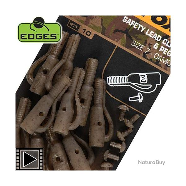 Clip Plomb Fox Edges Camo Safety Lead Clip & Pegs T.7 (par 10)