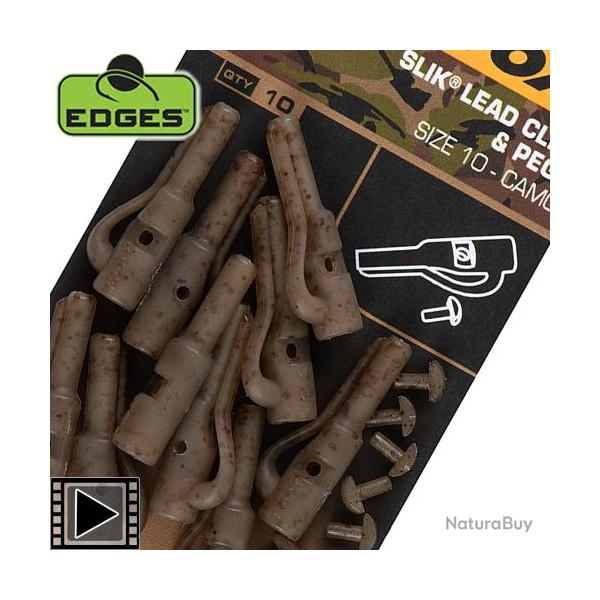Clip Plomb Fox Edges Camo Slik Lead Clip & Pegs T.10 (par 10)