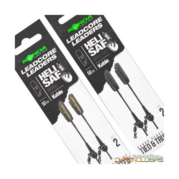 Montage Korda Kable Leadcore Leader Heli Safe 50cm (par 2) Gravel