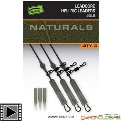 Montage Fox Naturals Leadcore Heli Rig Leaders 50lbs (par 3)