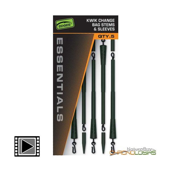 Syst�me pour Sac PVA Fox Edges Kwik Change Bag Stems & Sleeves (par 5)