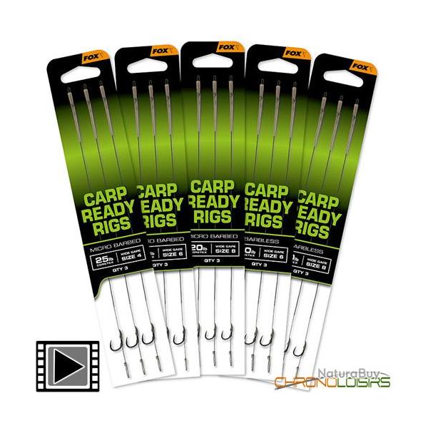 Bas de Ligne Fox Carp Ready Rigs Wide Gape (par 3) n� 6