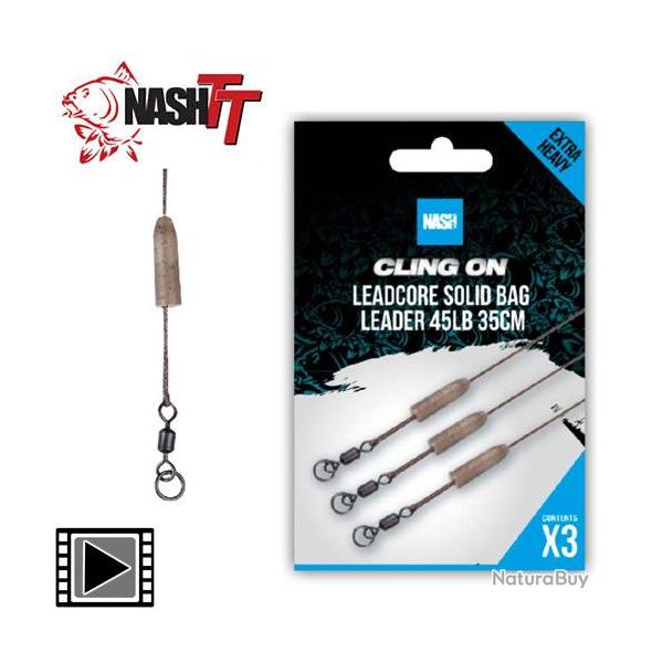 Montage Nash Cling On Leadcore Solid Bag Leader 35cm (par 3)