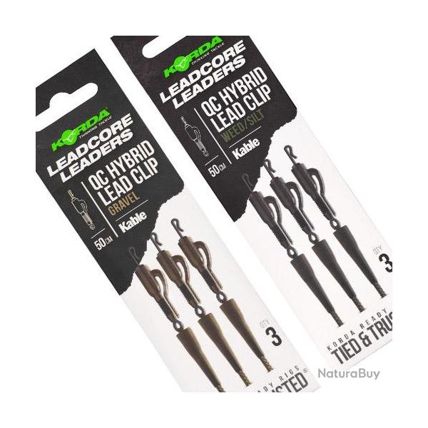 Montage Korda Kable Leadcore Hybrid LC QC Swivel 50cm (par 3) Gravel