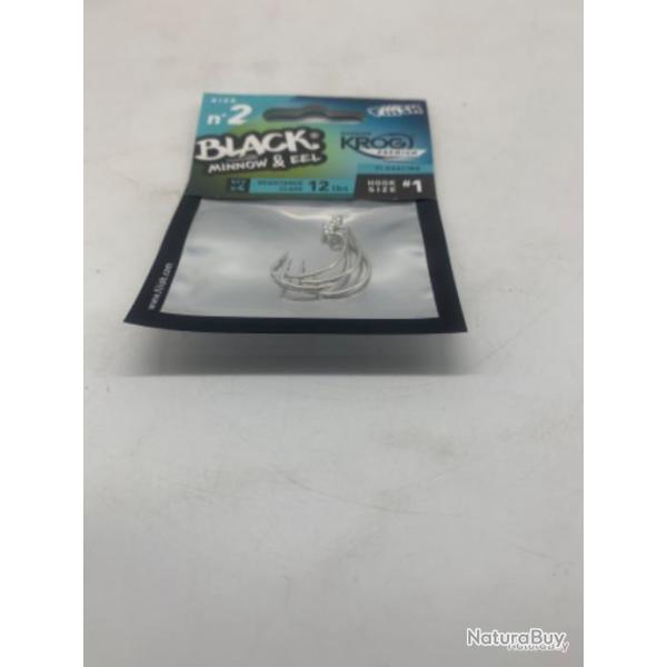 Pochette de 4 hame�ons texan Fiiiish black minnow & eel size 2