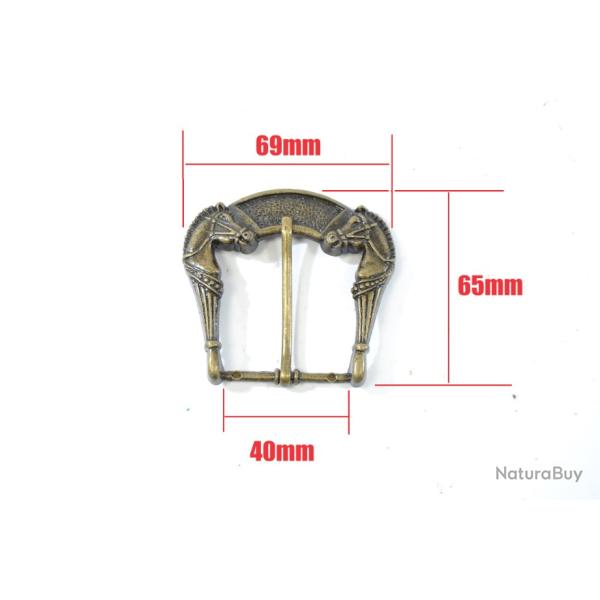 Boucle de ceinturon / ceinture t�tes de chevaux (tete cheval) style western country cuir vintage 19e