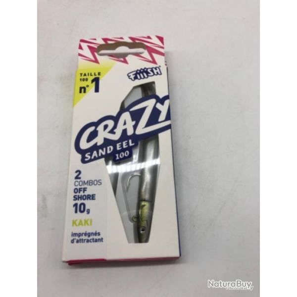 Combo leurres souples off shore Fiiish crazy sand eel 100 10g kaki