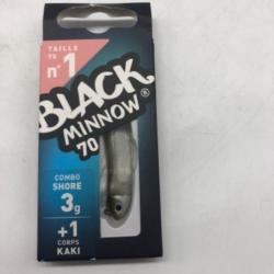 combo leurres souples Fiiish black minnow 70 combo shore 3g + 1 corps kaki
