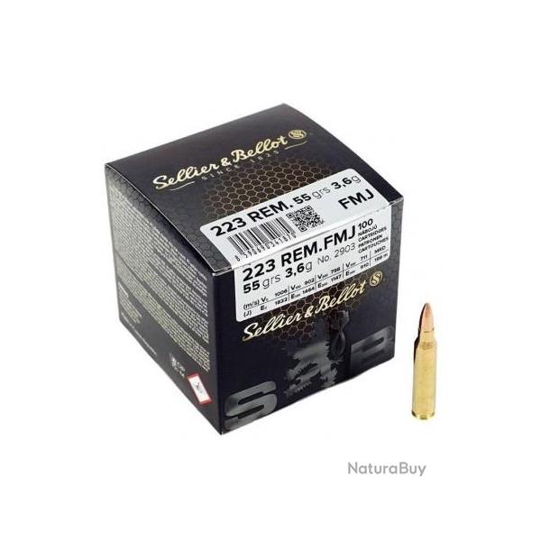MUNITIONS SELLIER & BELLOT 223 Rem 55gr Ball M193 boite de 100