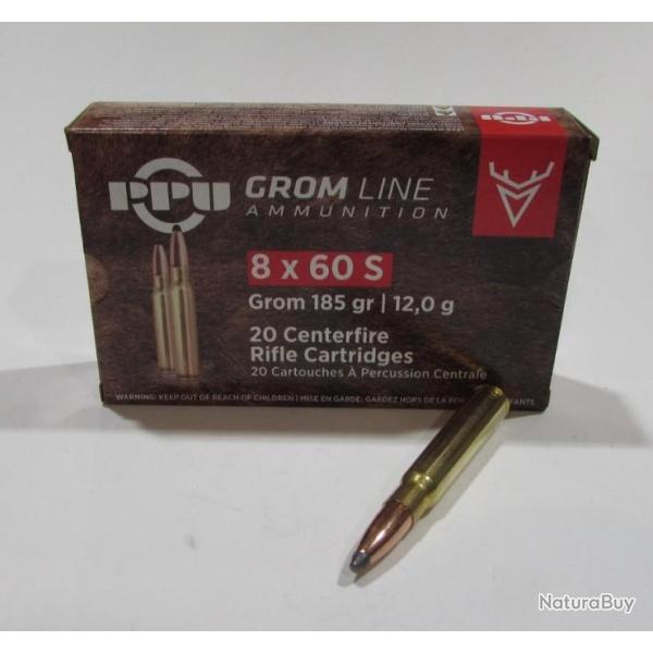 9 boites neuve de 20 cartouches Partizan  de calibre 8x60S, 185 grains , GROM