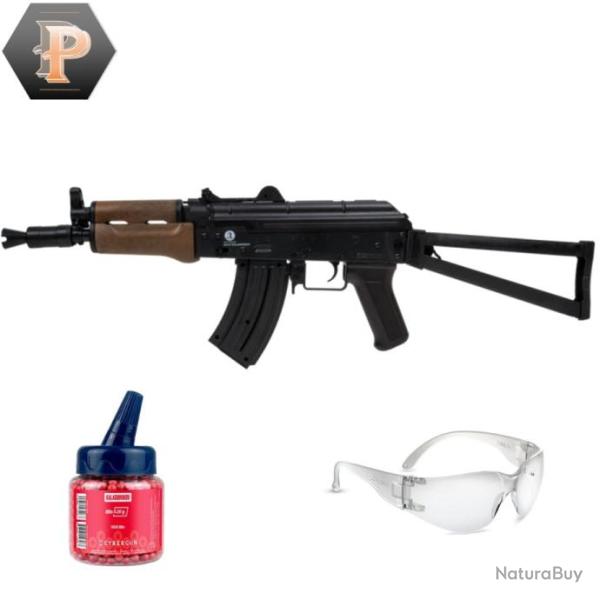 R�plique longue Kalashnikov AKS-74U Spring cal.6mm + billes + lunette