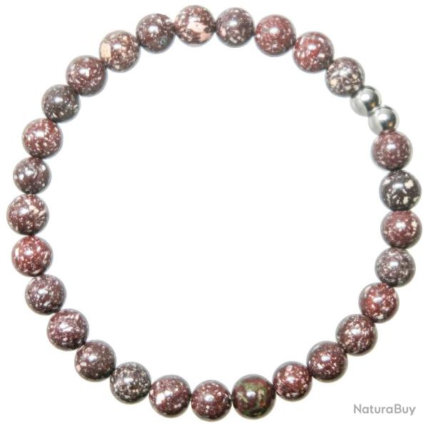 Bracelet en porphyre imp�rial rouge - perles rondes 6 mm