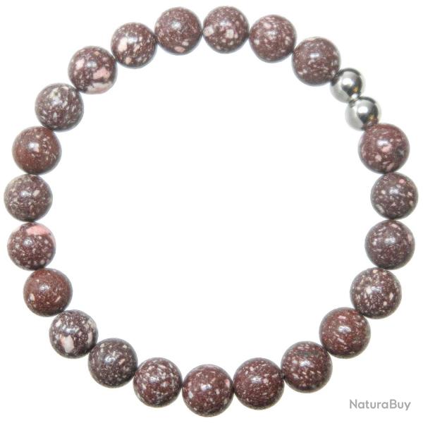 Bracelet en porphyre imp�rial rouge - Perles rondes 8 mm