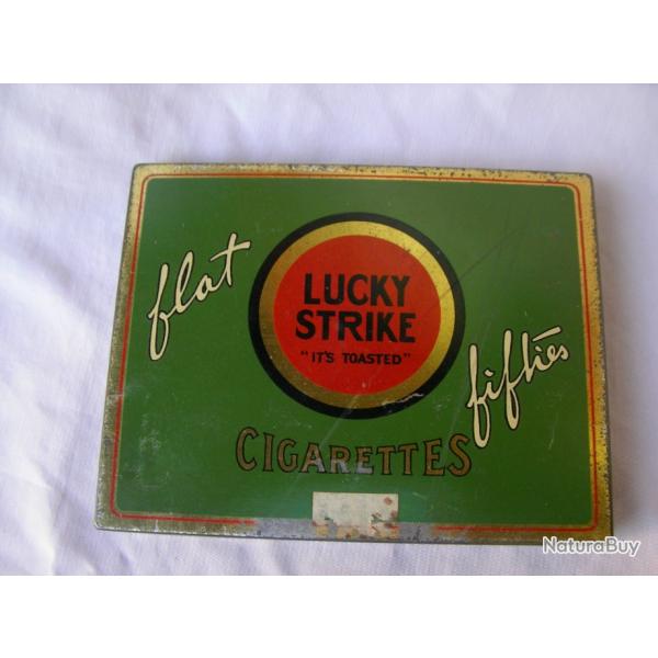 WW2 US BOITE DE CIGARETTES VIDE MTAL AMRICAINE " LUCKY STRIKE " FABRICATION AVANT/APRS GUERRE 2