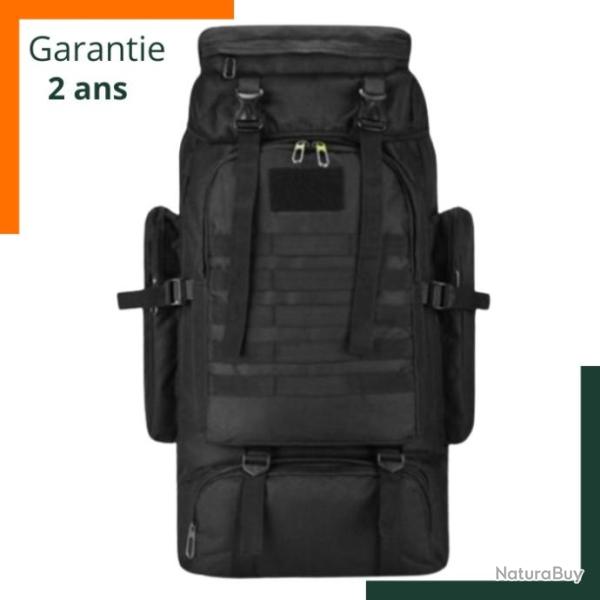 Sac � dos tactique 80 L - Grande capacit� - Imperm�able - Noir - Garantie 2 ans