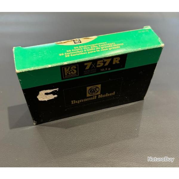 1 boite de cartouches entam�es avec 8 cartouches calibre 7x57R de marque RWS