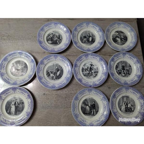 Assiettes parlante CREIL et MONTEREAU "Les plaisirs du m�nage"