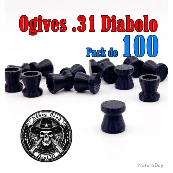 Balle tir r�duit .31 ogive diabolo plastique - Pack de 100 - Bast3D
