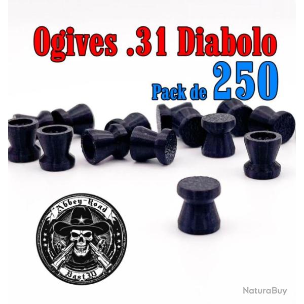 Balle tir r�duit .31 ogive diabolo plastique - Pack de 250 - Bast3D