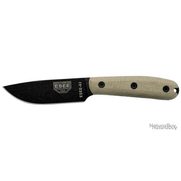 Couteau ESEE-4 - Lame Noire - Etui Cuir EE4HMB - 0811328024902