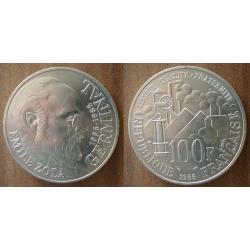 France 100 Francs 1985 Piece Commemo Argent Emile Zola