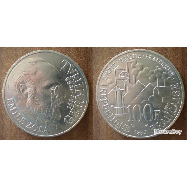 France 100 Francs 1985 Piece Commemo Argent Emile Zola