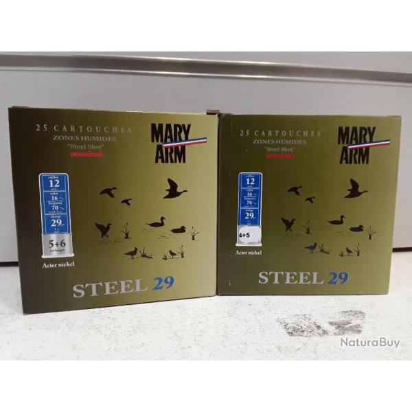 LOT DE 50  CARTOUCHES ACIER MARY ARM STEEL29 CAL12 29G