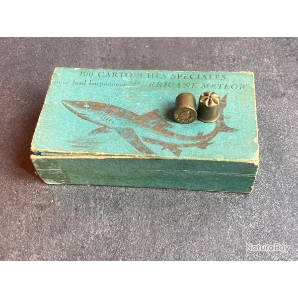 Cartouche pour fusil harponneur Huricanne M�t�or - RARE - 14.3 mm x 18 R ferm� en rosette 6 plis