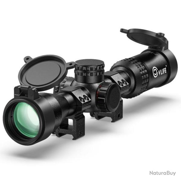 Lunette de Vis�e Tube SFP 2-7x32 R�ticule Eclair� Point Rouge Vert Anneaux de 20mm