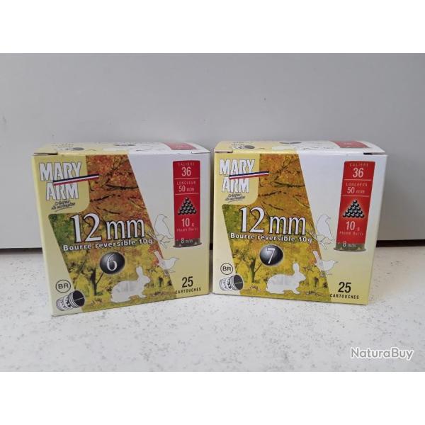 LOT DE 50 CARTOUCHES MARY ARM C36 CAL12MM 10G BOURRE R�VERSIBLE