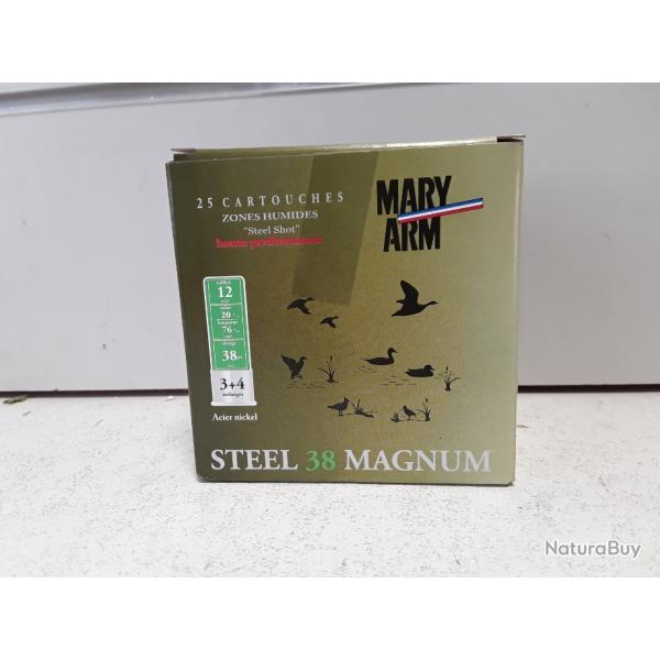 BOITE DE 25 CARTOUCHES ACIER  MARY ARM STEEL 38 MAGNUM CAL12 CH76