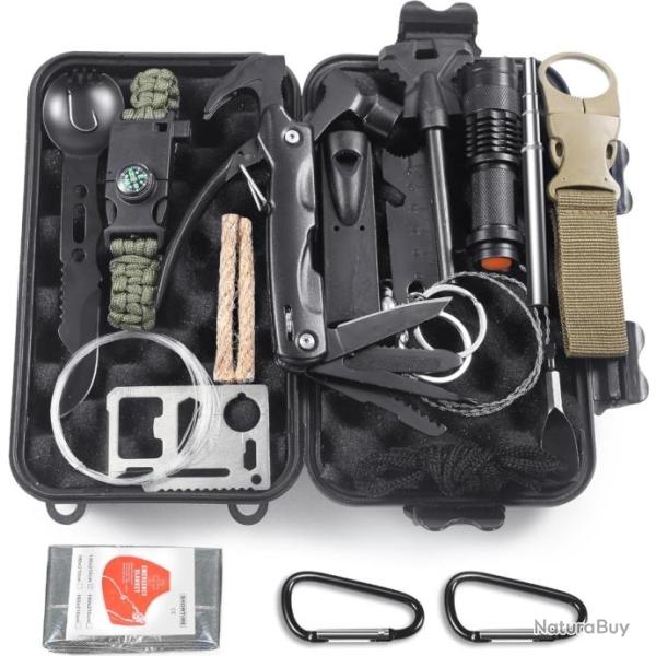 Kit de Survie d'urgence Polyvalente 13 en 1 Trousse Premiers Soins Randonn�e Chasse P�che Camping