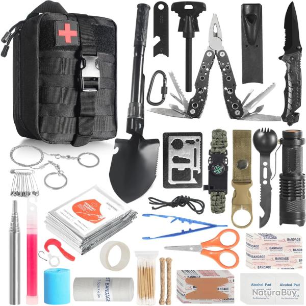 Kit de Survie d'urgence Polyvalente 27 en 1 Trousse Premiers Soins Randonn�e Chasse P�che Camping