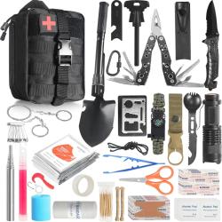 Kit de Survie d'urgence Polyvalente 27 en 1 Trousse Premiers Soins Randonn&eacute;e Chasse P&ecirc;che Camping
