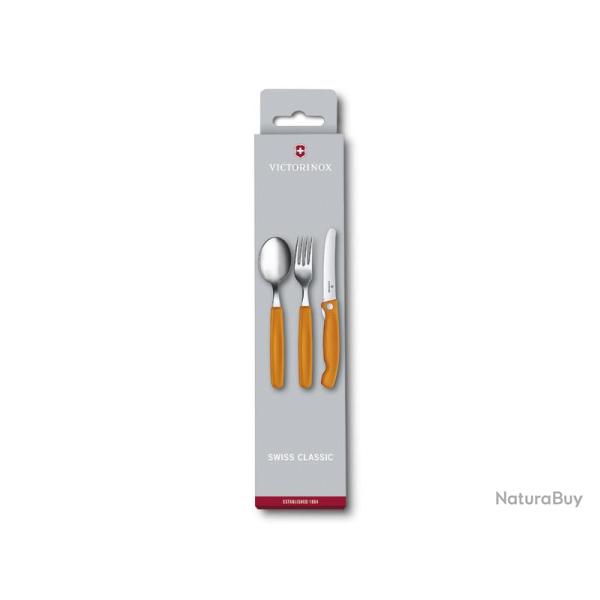 SET 3 COUVERTS VICTORINOX SWISSCLASSIC ORANGE PLIANT