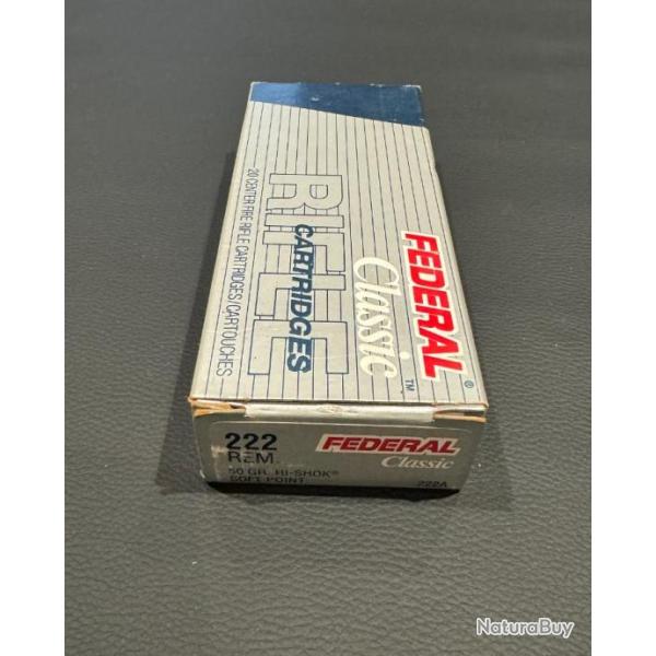 1 boite entam� avec 15 cartouches calibre 222 REM  50GR de marque FEDERAL.