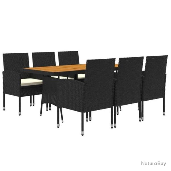 Ensemble de Table � Manger Noir - Salon de Jardin - Table de jardin - Chaises de Repas D�ner Jardin