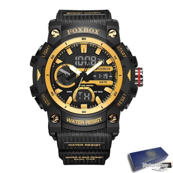 Montres Militaires de Luxe pour Homme Chronographe - Alarme - �tanche Golden black LIVRAISON OFFERTE