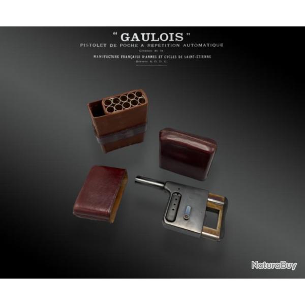Pistolet � R�p�tition Automatique � Gaulois � N�1, Argent�, Avec �tui Violine. Etat Neuf.