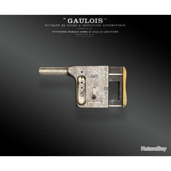 Pistolet � R�p�tition Automatique � Gaulois � N�4, Argent�, Avec �tui Cuir Fauve France XIX�me
