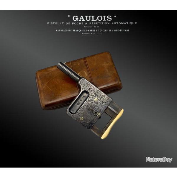 Pistolet � R�p�tition Automatique � Gaulois � N�4, Avec �tui Cuir Fauve France XIX�me Si�cle