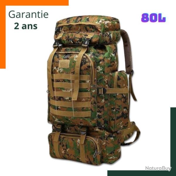 Sac � dos tactique 80 L - Grande capacit� - Imperm�able - Camouflage Jungle - Garantie 2 ans